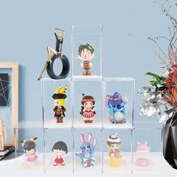 Prozirna kutija za izlaganje figura, otporna na prašinu kvadratna vitrina za moderne figure, stalak za Bubble Mart lutke i spremište za blind box kutije.