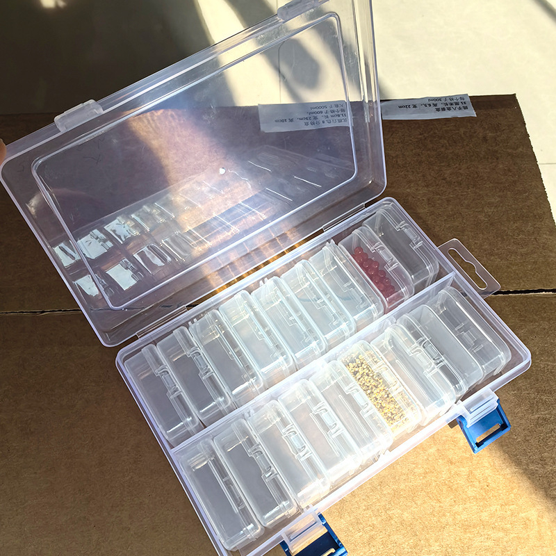 Prozirni set kutija za pohranu s 18 pretinaca i poklopcem, pogodna za nakit, perle, kristale i DIY pribor