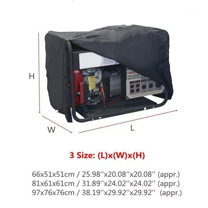 Kryt za generator, 210D Oxford tkanina, crna, vodootporan, otporan na vjetar i prašinu, za vanjsku upotrebu, u tri veličine