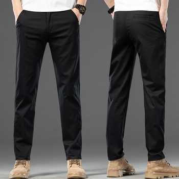Férfiaknak slim-fit üzleti casual nadrág, egyenes szárú, hosszú, tavasz–ősz szezonra