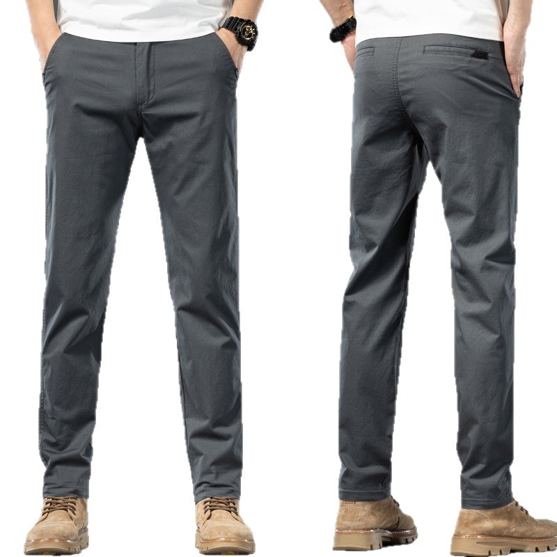 Férfiaknak slim-fit üzleti casual nadrág, egyenes szárú, hosszú, tavasz–ősz szezonra