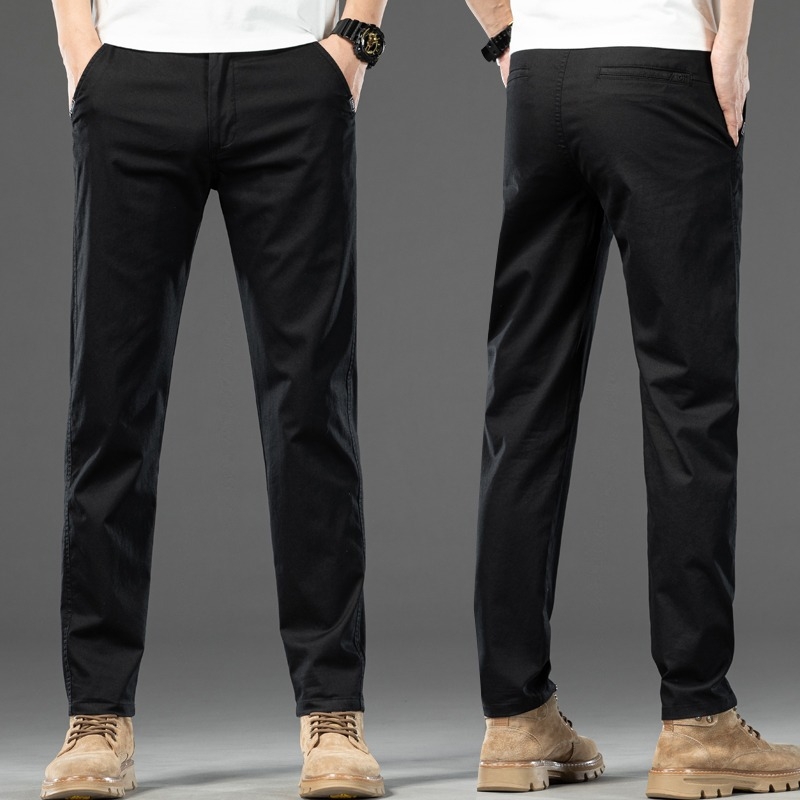 Férfiaknak slim-fit üzleti casual nadrág, egyenes szárú, hosszú, tavasz–ősz szezonra