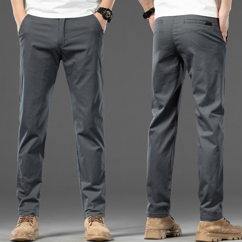 Férfiaknak slim-fit üzleti casual nadrág, egyenes szárú, hosszú, tavasz–ősz szezonra