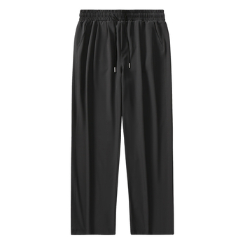 Férfi nyári nadrágok, széles és egyenes szabású, hongkongi stílus, Ice Silk drapált textúra, casual/workwear