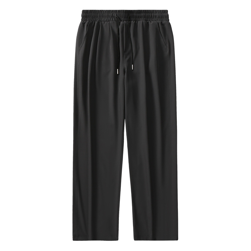 Férfi nyári nadrágok, széles és egyenes szabású, hongkongi stílus, Ice Silk drapált textúra, casual/workwear