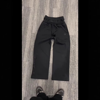 Unisex trenirke hlače s lažnim dvostrukim izgledom, s vezicom, širokih nogavica, gradski stil