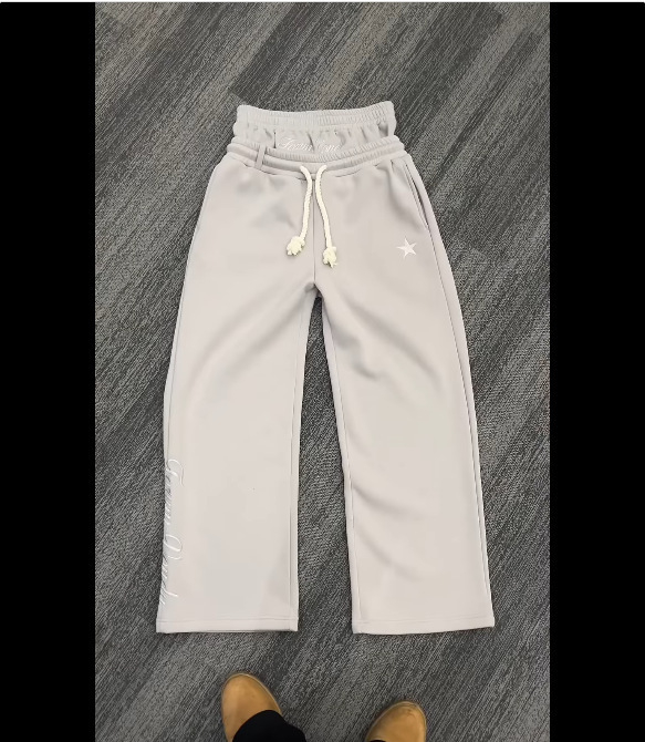 Unisex trenirke hlače s lažnim dvostrukim izgledom, s vezicom, širokih nogavica, gradski stil