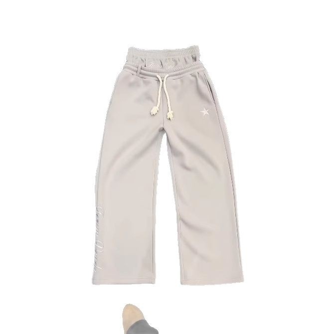 Unisex trenirke hlače s lažnim dvostrukim izgledom, s vezicom, širokih nogavica, gradski stil