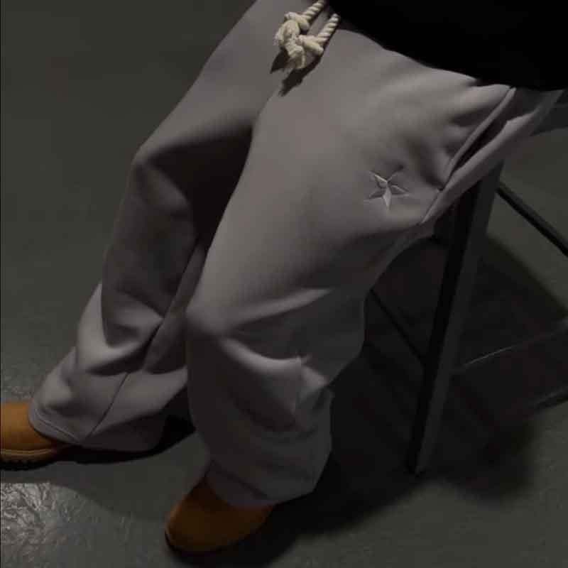 Unisex trenirke hlače s lažnim dvostrukim izgledom, s vezicom, širokih nogavica, gradski stil