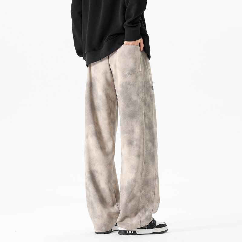 Muške trenirke hlače s tie-dye uzorkom, opušten kroj, široke ravne nogavice, američki retro stil