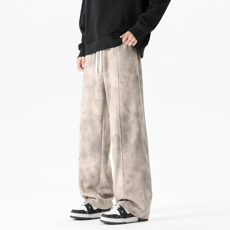 Muške trenirke hlače s tie-dye uzorkom, opušten kroj, široke ravne nogavice, američki retro stil