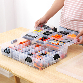 LEGO kutija za pohranu s prozirnim pretincima za manje komadiće – organizator za igračke, dimenzije 36 x 26 x 16,5 cm, PP