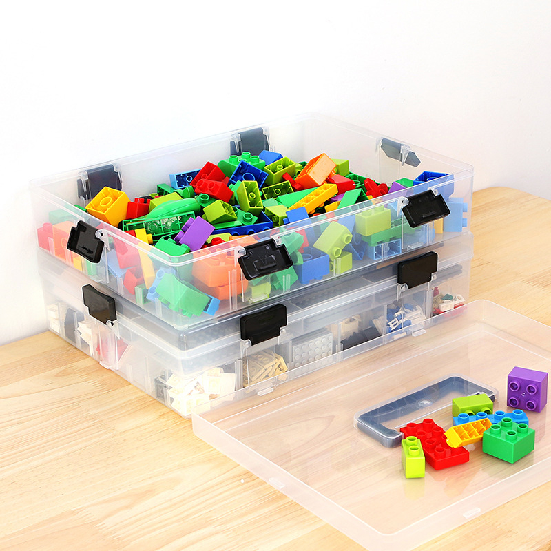 LEGO kutija za pohranu s prozirnim pretincima za manje komadiće – organizator za igračke, dimenzije 36 x 26 x 16,5 cm, PP
