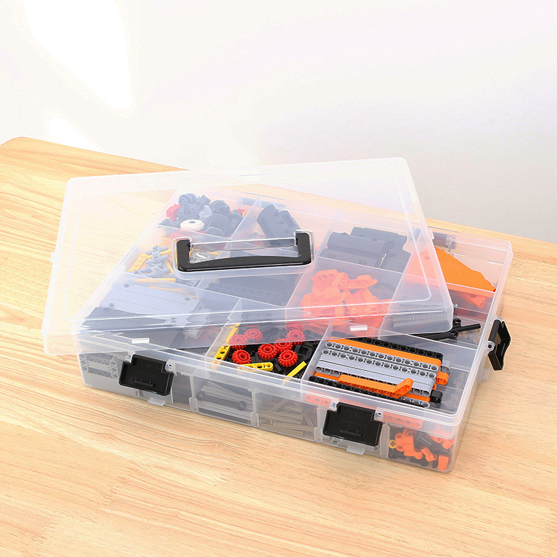 LEGO kutija za pohranu s prozirnim pretincima za manje komadiće – organizator za igračke, dimenzije 36 x 26 x 16,5 cm, PP