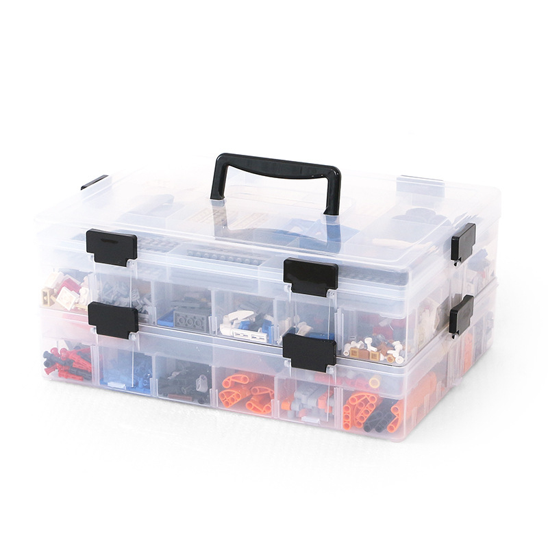 LEGO kutija za pohranu s prozirnim pretincima za manje komadiće – organizator za igračke, dimenzije 36 x 26 x 16,5 cm, PP
