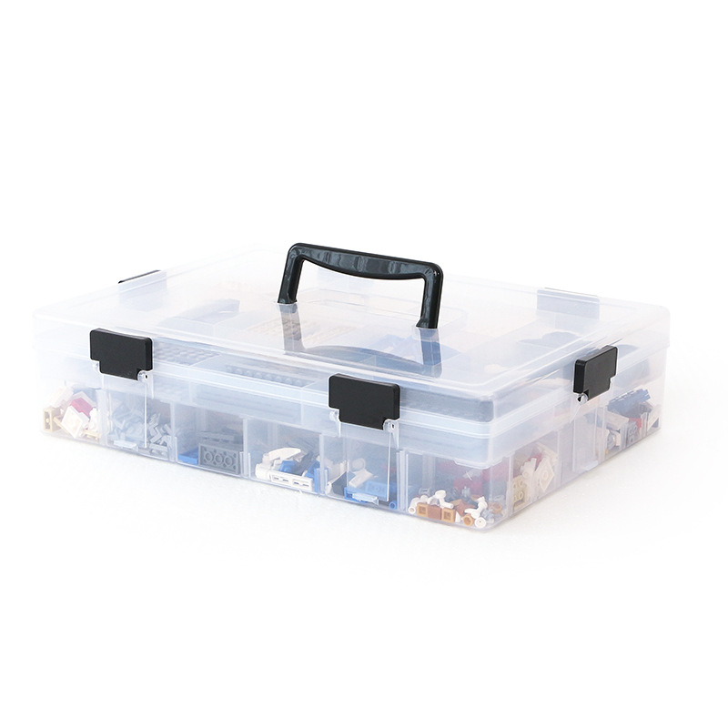 LEGO kutija za pohranu s prozirnim pretincima za manje komadiće – organizator za igračke, dimenzije 36 x 26 x 16,5 cm, PP