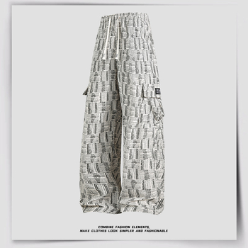 Férfiak számára laza, széles lábú casual nadrág, tavasz 2026, streetwear stílus, kockás mintázat