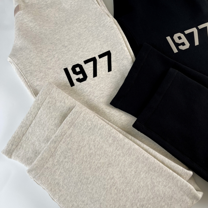 Essentials fleecével bélelt sportnadrág ősz-tél, amerikai stílusú 1977, lazán szabott egyenes szár, férfi