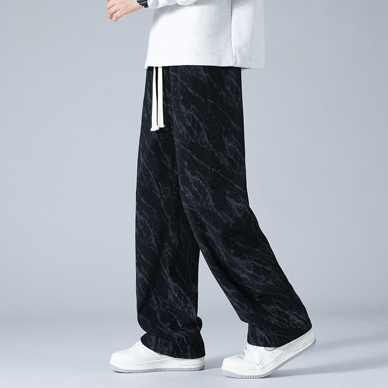 Muške hlače od korduroja s ravnim krojem, teške, proljeće–jesen, širok kroj
