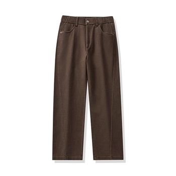 Férfi téli fleece-szel bélelt szabadidőnadrág, egyenes szabás, laza fazon, 2025-ös modell, mosott hatás.