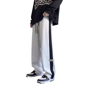 Fleeces bélésű férfi sportnadrág, egyenes szárú, őszi–téli, csíkos