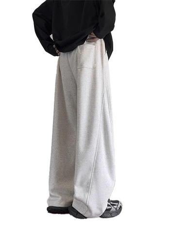 Férfi téli fleece-béléssel bélelt laza sportnadrág, széles szabású, 100% poliészter