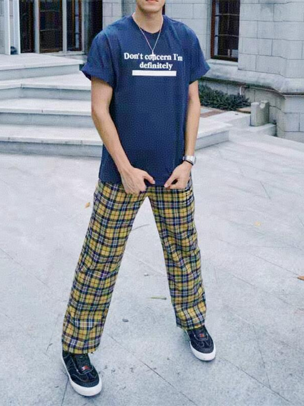 Muške casual hlače s tie-dye uzorom, straight i široki kroj, retro gradski stil