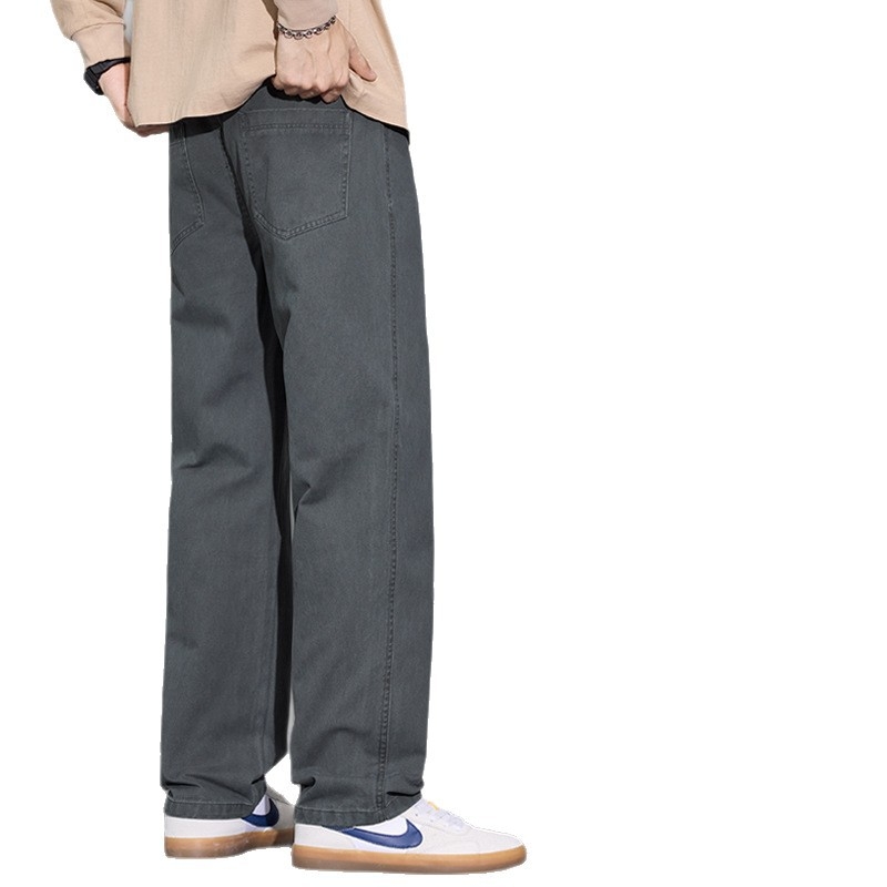 Fleece-belelt férfi casual nadrág, vastagított, téli 2025, széles lábszárú, egyenes szabás
