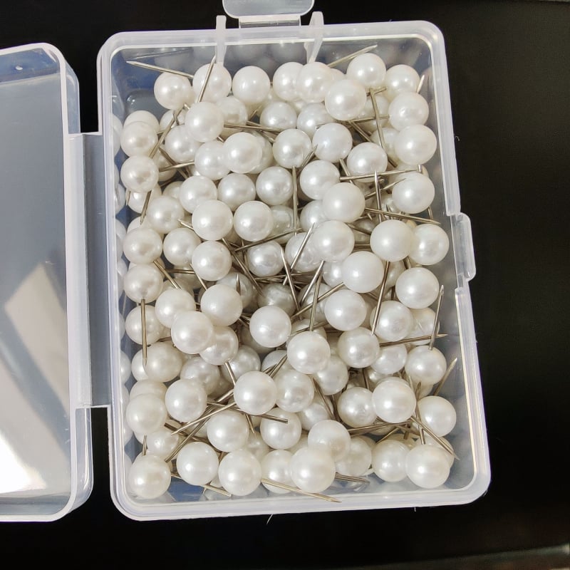 Kratke biserne igle za perle, 4-10 mm, biserno bijele, okrugla glava, igle s velikom glavom za kork ploču