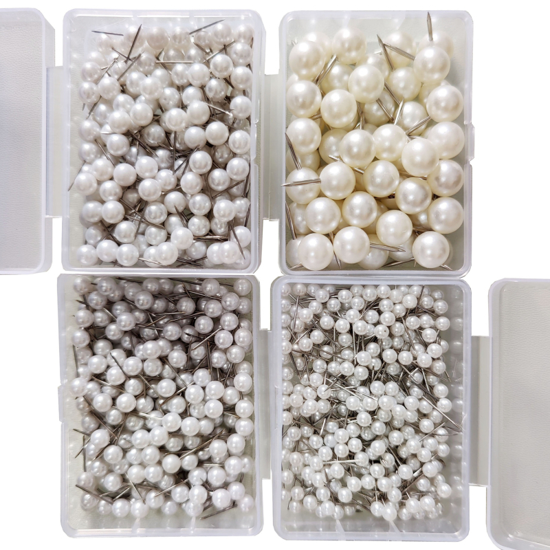 Kratke biserne igle za perle, 4-10 mm, biserno bijele, okrugla glava, igle s velikom glavom za kork ploču