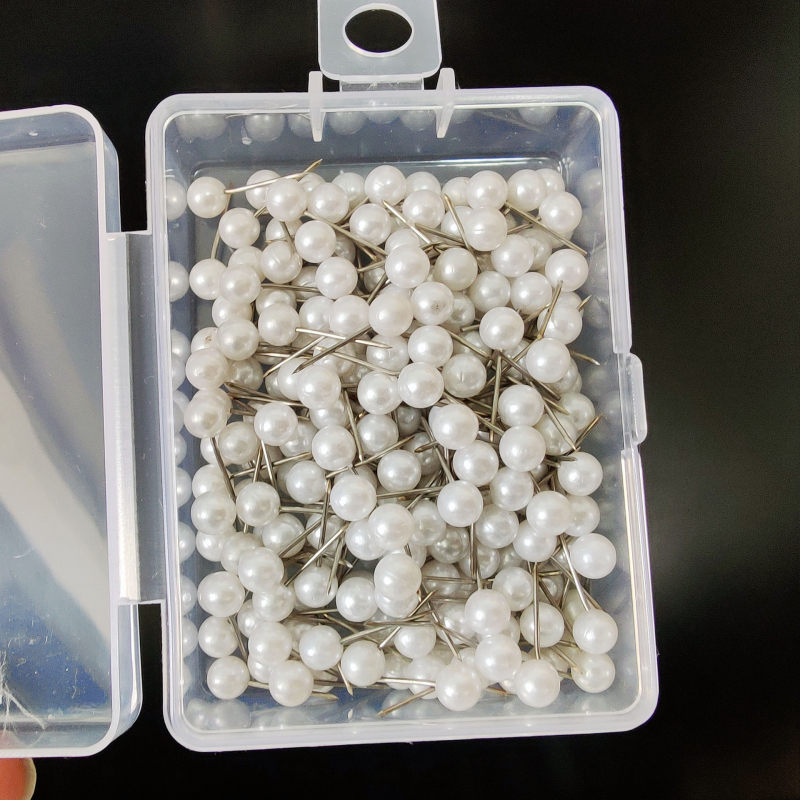 Kratke biserne igle za perle, 4-10 mm, biserno bijele, okrugla glava, igle s velikom glavom za kork ploču
