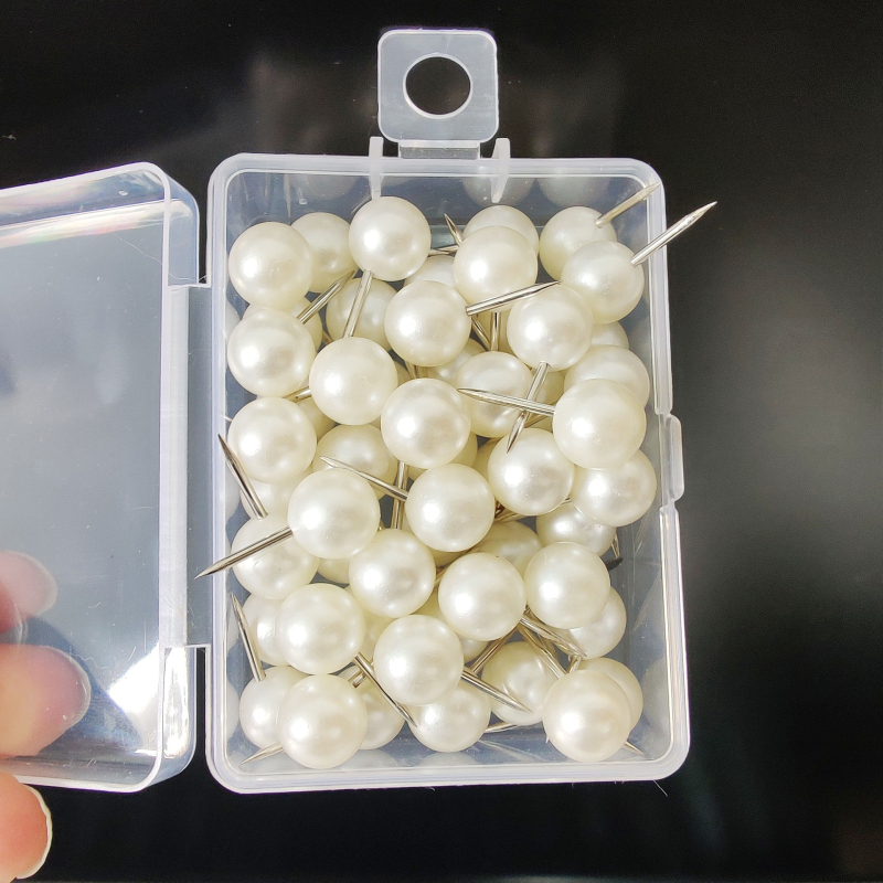 Kratke biserne igle za perle, 4-10 mm, biserno bijele, okrugla glava, igle s velikom glavom za kork ploču