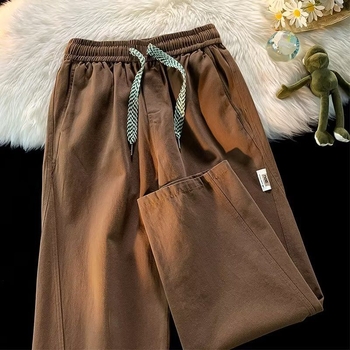 Muške hlače za proljeće i jesen, široke nogavice, ravni kroj, casual stil, japanski retro stil, udobne, duge hlače za posao