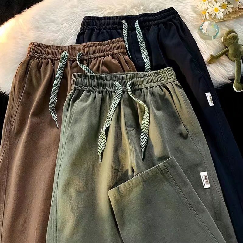 Muške hlače za proljeće i jesen, široke nogavice, ravni kroj, casual stil, japanski retro stil, udobne, duge hlače za posao