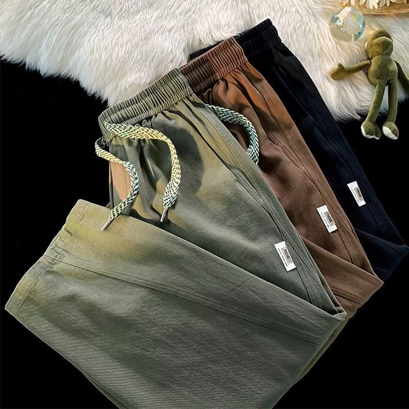 Muške hlače za proljeće i jesen, široke nogavice, ravni kroj, casual stil, japanski retro stil, udobne, duge hlače za posao