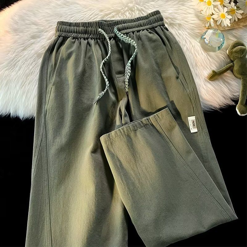 Muške hlače za proljeće i jesen, široke nogavice, ravni kroj, casual stil, japanski retro stil, udobne, duge hlače za posao