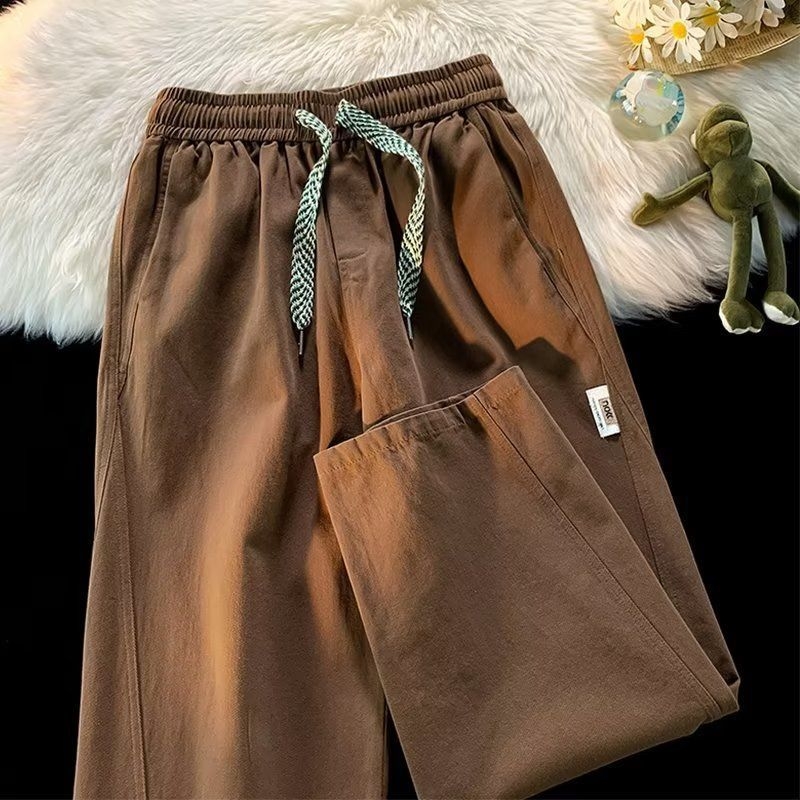Muške hlače za proljeće i jesen, široke nogavice, ravni kroj, casual stil, japanski retro stil, udobne, duge hlače za posao