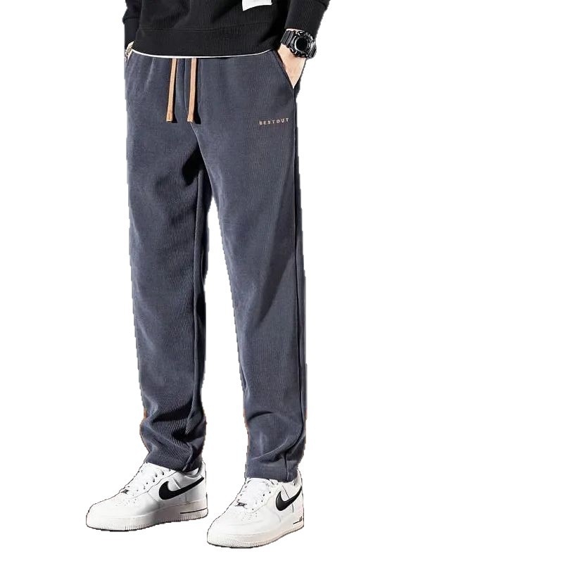Muške chenille casual hlače, fleksom podstavljene za jesen-zimu, ravne opuštene krojenje, cargo stil