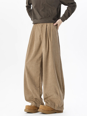Férfi corduroy casual nadrág, téli szezon, laza szabású, széles szár