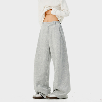Muške hlače od flisa 310 g, za sve sezone, kampus stil, jednobojne, minimalistički dizajn, teški streetwear, široke nogavice