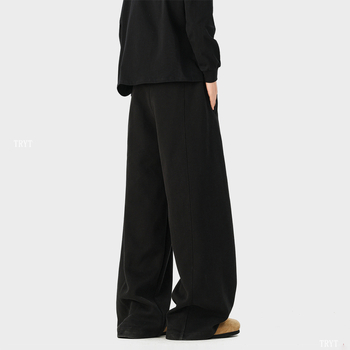 Muške hlače od flisa 310 g, za sve sezone, kampus stil, jednobojne, minimalistički dizajn, teški streetwear, široke nogavice