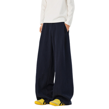 Muške hlače od flisa 310 g, za sve sezone, kampus stil, jednobojne, minimalistički dizajn, teški streetwear, široke nogavice