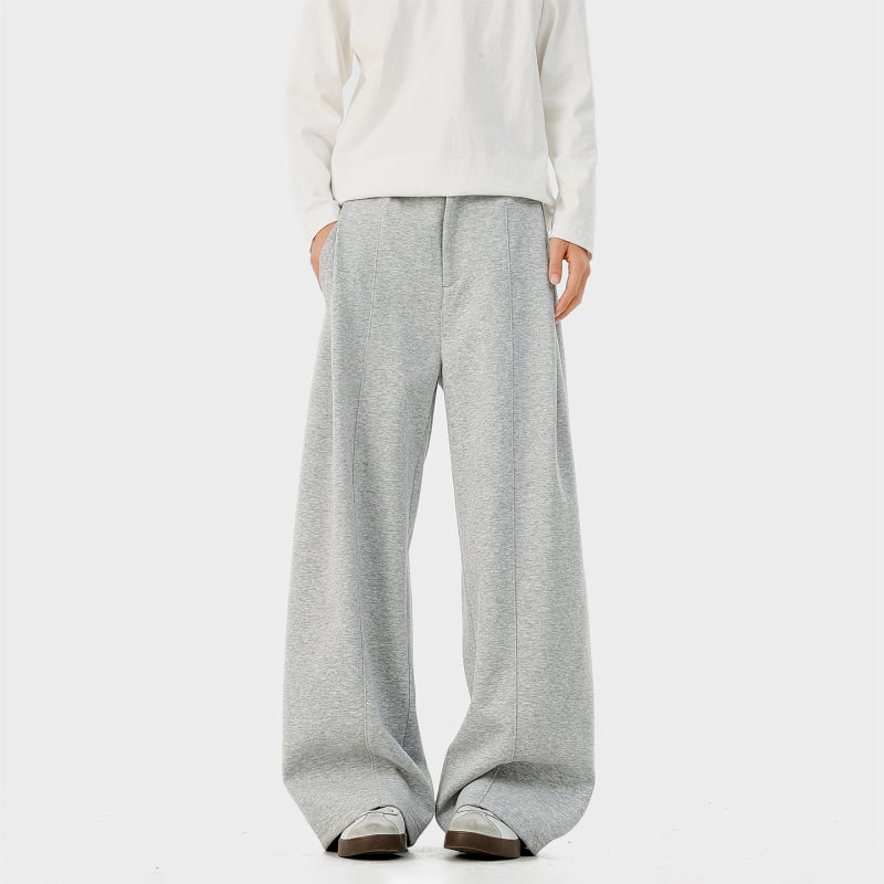Muške hlače od flisa 310 g, za sve sezone, kampus stil, jednobojne, minimalistički dizajn, teški streetwear, široke nogavice