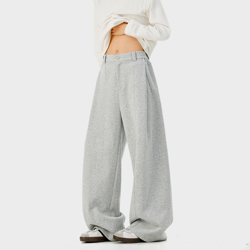 Muške hlače od flisa 310 g, za sve sezone, kampus stil, jednobojne, minimalistički dizajn, teški streetwear, široke nogavice