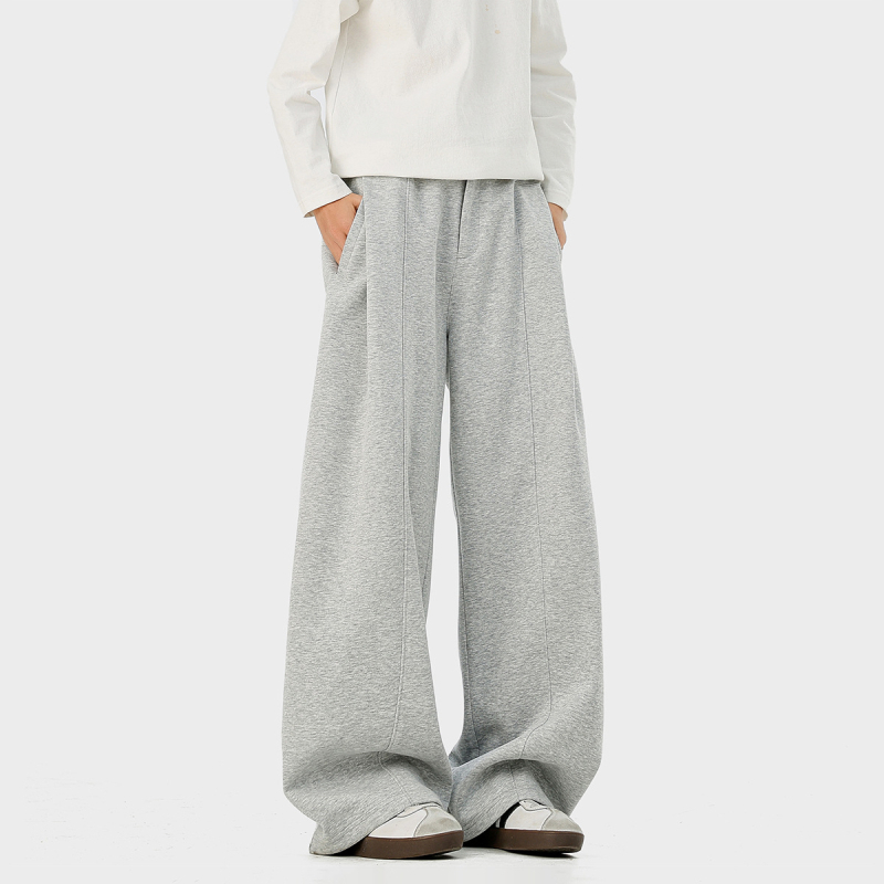 Muške hlače od flisa 310 g, za sve sezone, kampus stil, jednobojne, minimalistički dizajn, teški streetwear, široke nogavice