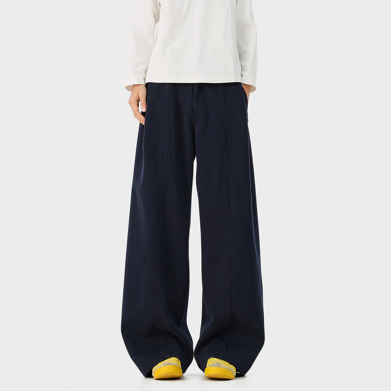 Muške hlače od flisa 310 g, za sve sezone, kampus stil, jednobojne, minimalistički dizajn, teški streetwear, široke nogavice