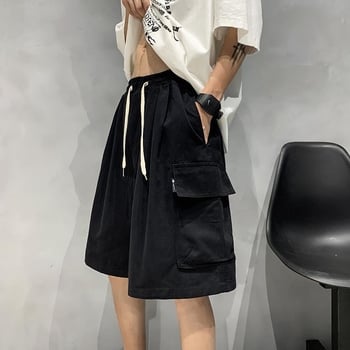 Japanski stil cityboy cargo šorcevi za muškarce, ljeto, plus veličina, široki kroj, gradski street stil