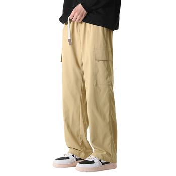 Férfi egyenes szabású nadrág, egyszínű, több zsebbel, casual/munka-stílus, tavasz–ősz, laza szabás, twill anyag