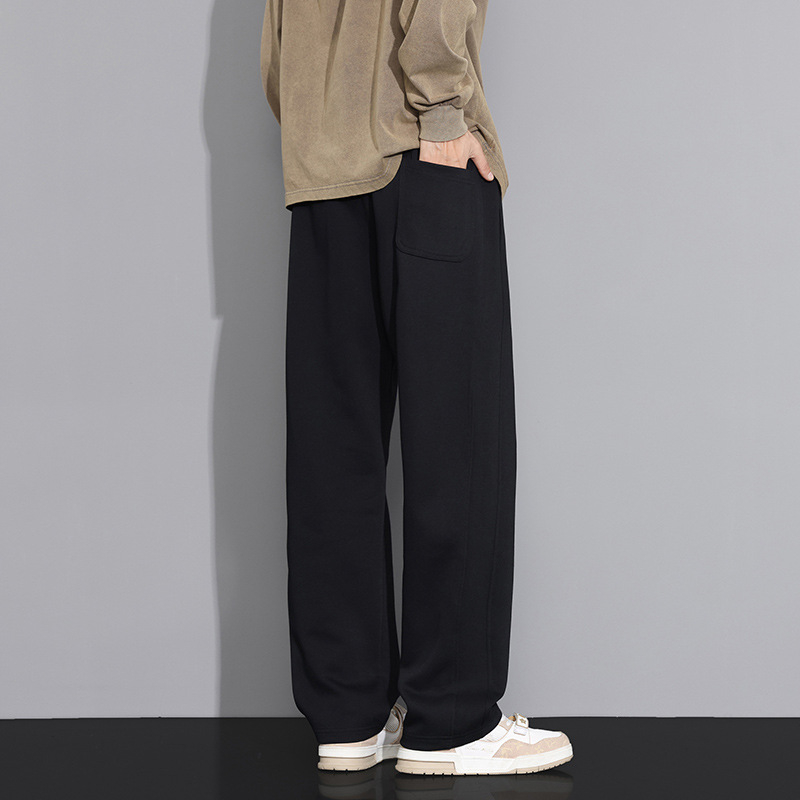 Muške hlače ravnog kroja, opuštene, pamuk, sportsko-casual stil, s vezanjem, za proljeće i jesen