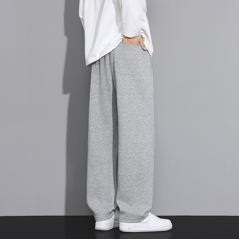 Muške hlače ravnog kroja, opuštene, pamuk, sportsko-casual stil, s vezanjem, za proljeće i jesen